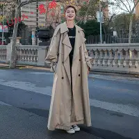 在飛比找Yahoo!奇摩拍賣優惠-韓系寬鬆超大衣  衣 英倫 超長款衣    雙排扣衣 大衣外