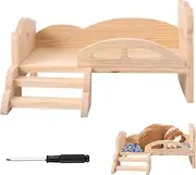 ZLHETWT Guinea Pig Bed Guinea Pig Hammock Small Pet Cushion Bed with Stairs Wood Increase Activity Space Hammock with Stairs Promote Exercise Small Pet Cushion for Hamster(Log color-1-Style 2)