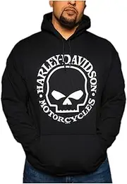 [HARLEY-DAVIDSON] Men's Willie G Skull Logo Pullover Fleece Hoodie - Black