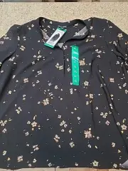 Hilary Radley Women's Long Sleeve Blouse, Black, Size XL New W Tags