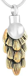 BIAIHQIE Pine Tree Cremation Pendant Urn Necklace Keepsake Stainless Steel Urns for Pet Human Ashes Customized Jewelry-Silver Gold