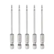 5Pcs Security Torx Bit 1/4" Hex Shank 3" Long Drill Bit T7 Torx Star S2 Steel