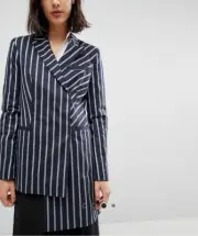 ASOS Womens Tailored Asymmetric Blazer Pinstripe US 6