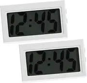MUCKLILY 2pcs Car Clock Automatic Clock Blue-ray Door Mini Clock Tablet Organizer Station Plug Vents Tablet Computer Bookshelf Educational Woofers Prop Clock Simple Clock White Plastic