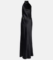 [Ralph Lauren Collection] Ralph Lauren Collection Chilton halterneck satin gown AU 14 black
