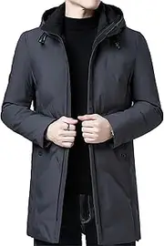 [JEShifangjiusu] 1/2 Pack Waterproof Waterproof Clothing, Thick Padlock Plumon Clothing For Men With Hat In Long Warm Snow Jacket, Deep Grey, Large