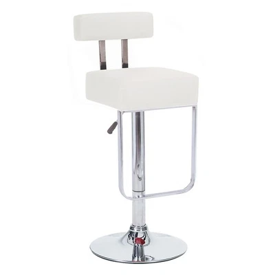 NEW! "LEATHER" BAR/COUNTER STOOL ADJUSTABLE - WHITE BARSTOOL - BLOK -SET OF 4