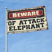 Bar For Man Cave Beware Of Attack Elephant Flag Car Flags For Room Man Cave Flags(120X180CM)