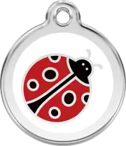 Stainless Steel Red Dingo Ladybug ID Collar Charm Dog Tag Small Medium Large