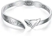 [BABESA] Sterling Silver Bracelet,Chain Bangle,Silver Bracelet for Women,Silver Plated Bracelet for Women Creative Simple Fox Shaped Charming Silver Bangle Silver Friendship Bracelets for Christmas Birthday