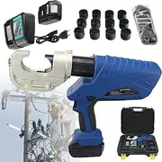 Electric Hydraulic Crimping Tool,16-400mm² Battery Powered Cable Crimping Tool,Rechargeable Hydraulic Crimping Pliers,DC18v/4ah Lithium Battery Copper 400mm²/Aluminum 300mm²