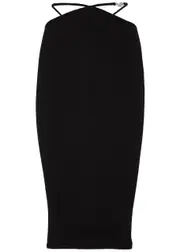 Amiri Logo Cut-out Cotton-blend Midi Skirt - Black - S/M (UK10-12 / M) S/M (UK10-12 / M)