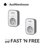 2 x Belkin 1 Outlet Wall Mounted Surge Protector Powerboard - White/Grey