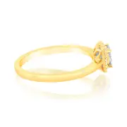 9ct Yellow Gold 1/6 Carat Diamond Cluster Halo Ring, Q