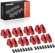 A-Premium 16Pcs Red Aluminum Engine Roller Rocker Arms with Needle Bearings Compatible with Ford SBF 302, 1.6 Ratio, 3/8" Studs
