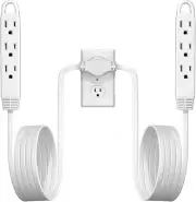 3-Prong Twin Extension Cord 12FT Double Cord 6 FT Each Side Slim Flat Head