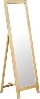 vidaXL Freestanding Dresser Mirror – Solid Oak Wood – Scandinavian Style - Rectangular Mirror for Home Décor or Cosmetic Use – Brown – 48x46.5x150 Centimeters