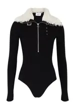 Coperni Faux Shearling-trimmed Wool-blend Bodysuit - Black - M M
