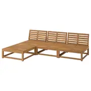 NÄMMARÖ 3-seat modular sofa w chaise longue, outdoor/light brown stained, 243 cm