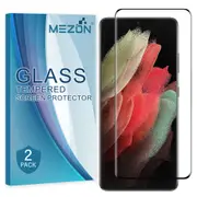 [2 Pack] Full Coverage Samsung Galaxy S21 Ultra 5G Tempered Glass Crystal Clear Premium 9H HD Screen Protector by MEZON (S21 Ultra, 9H Full) – FREE EXPRESS