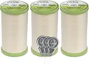 Coats & Clark Hand Quilting Sewing Thread Cotton Covered Polyester 325 Yards S960 3 Pack Bundle with 3 Bella's Crafts Needle Threaders (Cream)