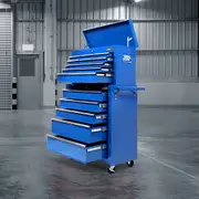 GGP 14 Drawer Tool Box Cabinet Chest Mechanic Garage Storage Trolley Blue