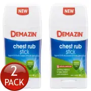 2 x Demazin Nasal Decongestant Vaporising Ointment Relief Chest Rub Stick 40g