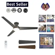 52-Inch Black Ceiling Fan with Remote, Quiet Operation, & Customizable Lighting