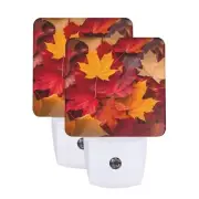 Autumn Fall Leaves LED Plug-in Night Light 2-Pack Auto Sensor Nightlights Set...