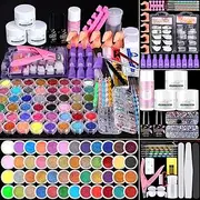 [cooserry] 115 In 1 Acrylic Nail Kit - 48 Colors Glitter Powder And Liquid Monomer Set - Professional Manicure Tools With 5 Brushes For Beginners