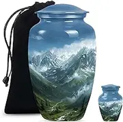 Funeral Urns - Human Urns for Men & Women - Burial Urns - Combo of 1 Large Urn with Velvet Bag and 1 Small - Ashes Keepsake Urn -Cremation Urns for Men - Large Urns