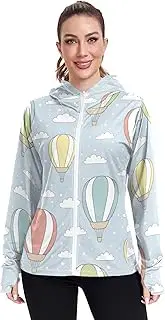 [Caihoyu] Essentials Hoodie with Pockets Gym Shirts UPF 50+ Hooded Sweatshirt Zip Up Jacket Hiking Outdoor Air Balloons
