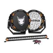 LIGHTFOX OSRAM 9" LED Driving Lights + 20" Single Row LED Light Bar + Wiring Kit