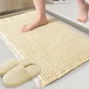Tan Waffle Bath Mat Non Slip Super Absorbent Ultra Soft Rug Machine Washable