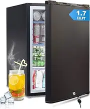 [SMETA] Update 12v Refrigerator 50L Camper Fridge Semi Truck Refrigerator RV Mini Fridge DC Car 240V 12V 1.7 Cu.Ft Compact Refrigerator with Reversible Door Lock Key, Beverage Cooler Para Truck, Black