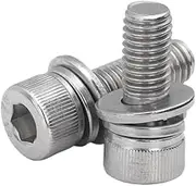 100pcs/lot M4x6/8/10/12/14/16mm Stainless Steel hex Socket Cap Screw Bolt with Washer Three Combination sems Screws(M4X16 100PCS)
