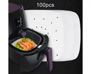100Pcs Perforated Square Non-stick Air Frying Pan Pad Barbecue Paper Steam Mat White