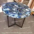 Blue Agate Coffee Table, Stone Living Room Side Table, Handmade Furniture Decor