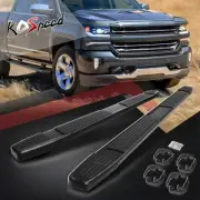 6" Black Aluminum Running Board Step Bar for 17-19 Silverado Sierra Crew Cab
