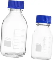 TOPPERFUN 2pcs Graduated Glass Bottles With Sealed Caps Leakproof Lab Containers For Chemical Transparent Bottles For Easy Observation