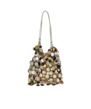 Paco Rabanne Sequinned Logo Plaque Shoulder Bag One size Nude