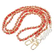 Purse Chain Strap, Iron Replacement Strap with Buckles, 41 Inch, Red & Gold