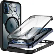 For iPhone 14 Series Shockproof Heavy Duty Full Body Glass Case Cover+Lens Screen Protector