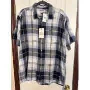 Barbour Skye Tartan Plaid Short Sleeve Button Down Shirt - Large