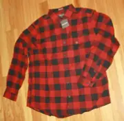 Eddie Bauer 2XL XXL mens flannel shirt red black check 100% Cotton classic fit