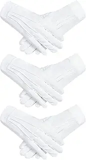 [ZTVOWTO] White Cotton Gloves, Men's White Gloves with Snap Buttons for Formal, Ceremonial, Tuxedo, Jewellery Inspection Gloves
