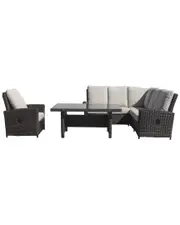 Courtyard Casual Cheshire 5 Pc Chow Dining Recline Sectional Set