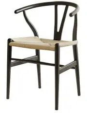 1x Artiss Dining Chair Wooden Rattan Wishbone in Black