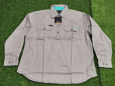 Ringers Western Pentecost River Womens Half Button Work Shirt Grey/Mint Size 16