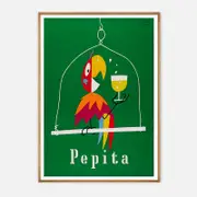 Galrie Herbert Leupin's Pepita Vintage Art Print - Colorful Mid-Century Decor, Wood Frame, A0 84 x 119cm (33 x 47inch)